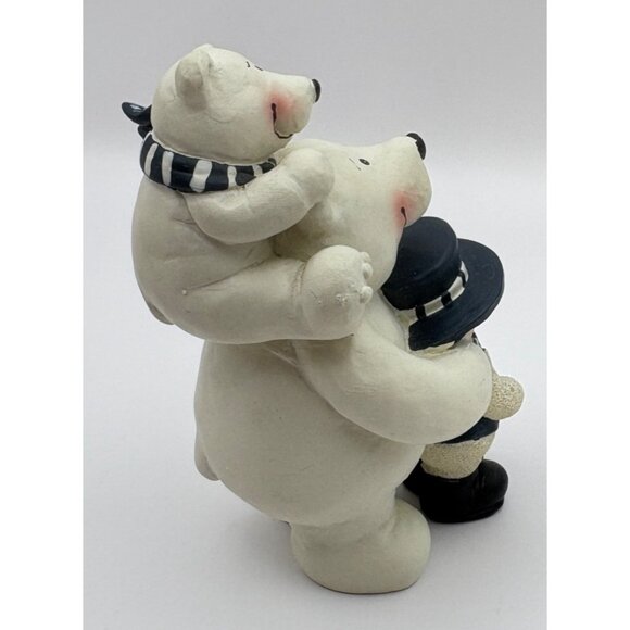 Vintage Polar Bears with Snowman Christmas Figurine Piggy Back Ride - Picture 6 of 8